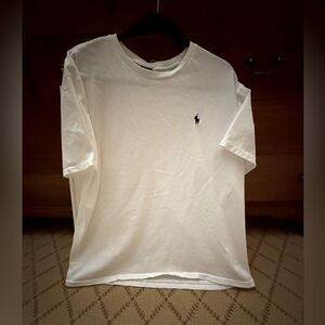 Polo Ralph Lauren white short sleeve T-shirt w embroidered navy logo L
